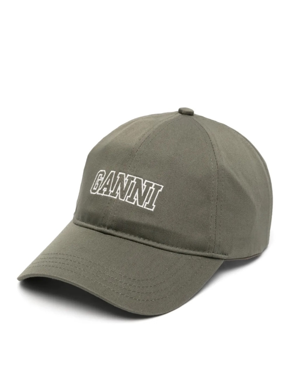 Ganni Olive Embroidered Logo Cap